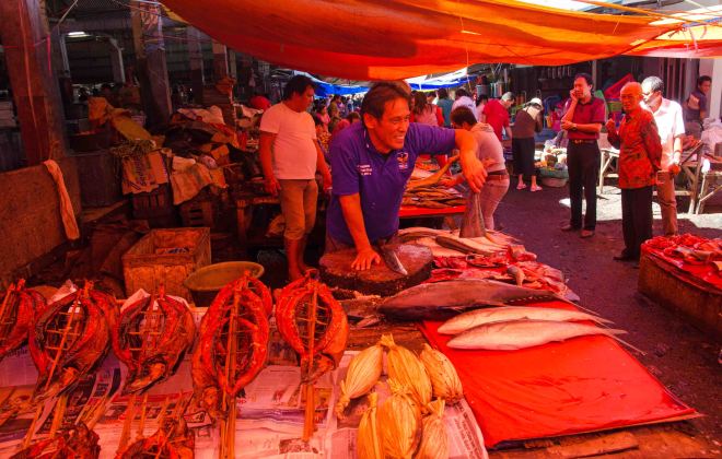 Dried fish stall, Tomohon market, Sulawesi