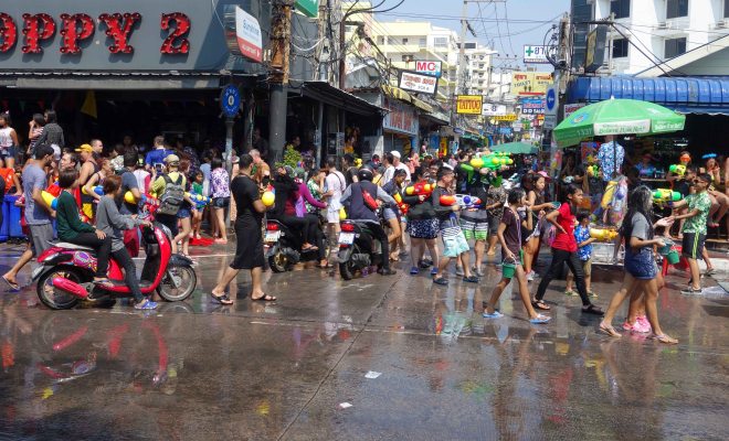 Water fights by Soi 8, Beach Road, Pattaya