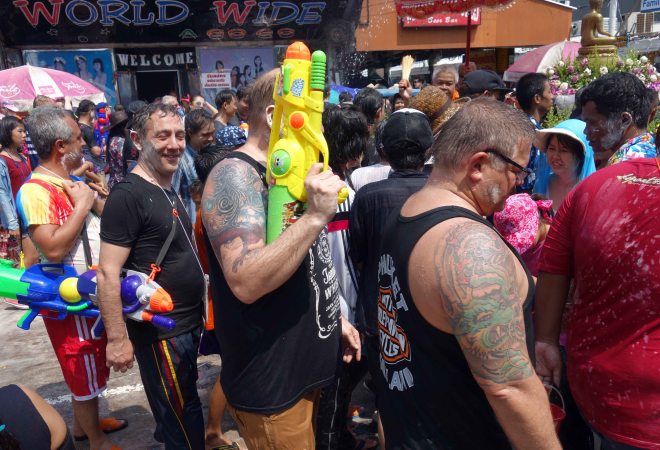 Tourists armed with water pistols